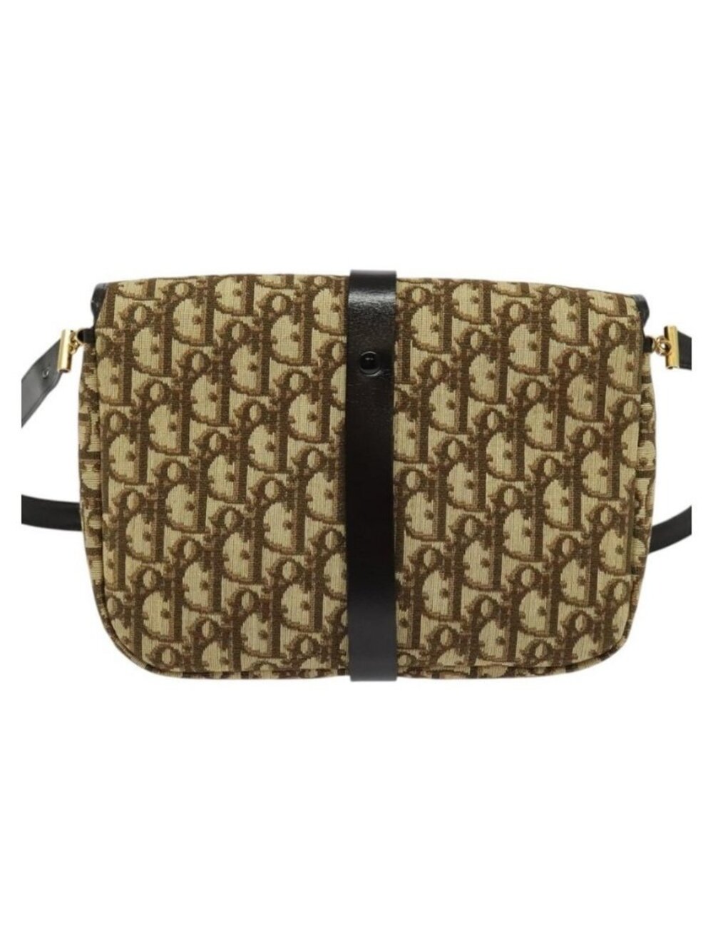 Authentic Christian Dior Trotter Canvas Shoulder Bag Brown Gold - Picture 10 of 16
